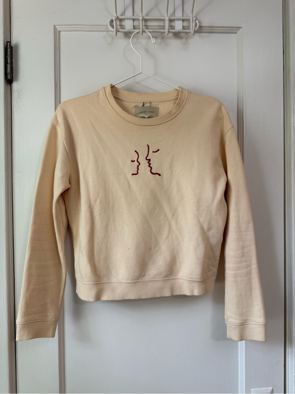 Paloma Wool Embroidered Faces in Cream Sweatshirt